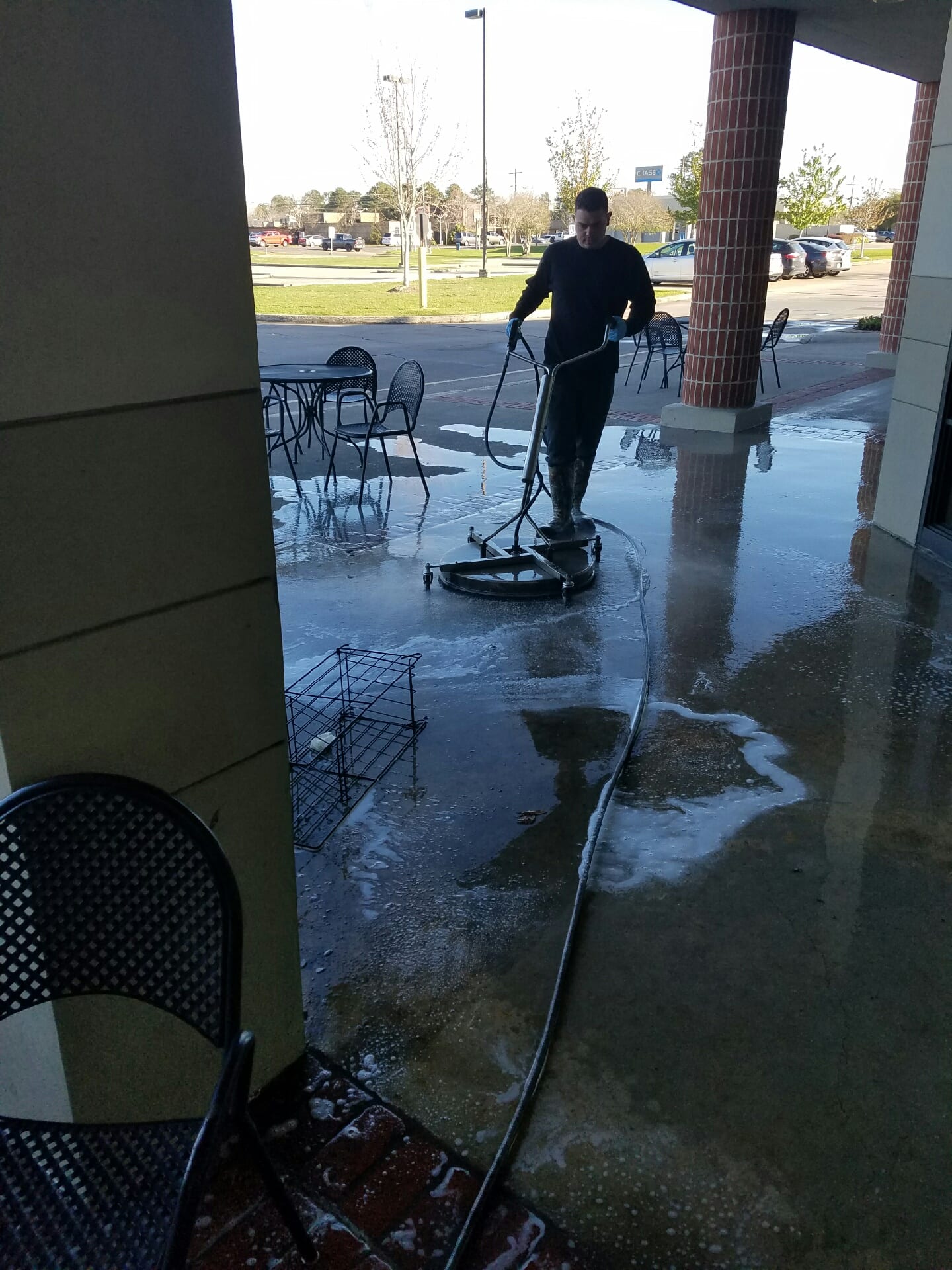 During concrete cleaning in bouton rouge